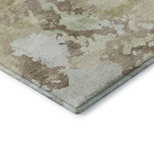 8' Taupe Ivory And Beige Abstract Washable Area Rug With UV Protection