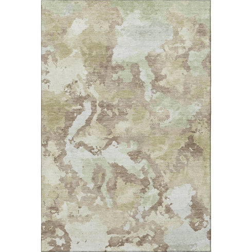 8' Taupe Ivory And Beige Abstract Washable Area Rug With UV Protection