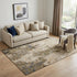 5' X 8' Khaki Beige And Charcoal Abstract Washable Area Rug With UV Protection