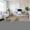 9' X 12' Khaki Beige And Charcoal Abstract Washable Area Rug With UV Protection