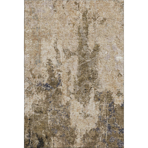 9' X 12' Khaki Beige And Charcoal Abstract Washable Area Rug With UV Protection