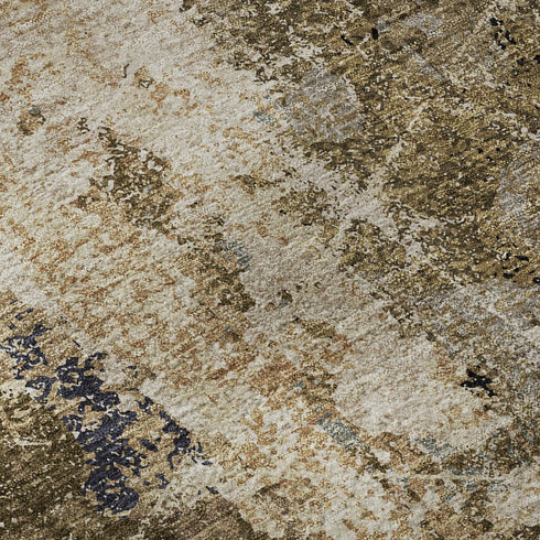 9' X 12' Khaki Beige And Charcoal Abstract Washable Area Rug With UV Protection