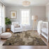 9' X 12' Khaki Beige And Charcoal Abstract Washable Area Rug With UV Protection