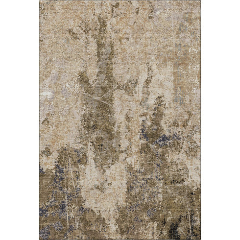 9' X 12' Khaki Beige And Charcoal Abstract Washable Area Rug With UV Protection