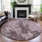 8' X 8' Pink Charcoal And Ivory Abstract Washable Round Rug With UV Protection