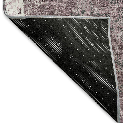 8' X 8' Pink Charcoal And Ivory Abstract Washable Round Rug With UV Protection