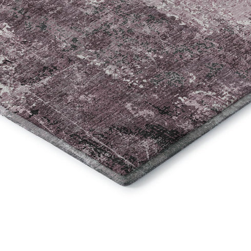 8' X 8' Pink Charcoal And Ivory Abstract Washable Round Rug With UV Protection