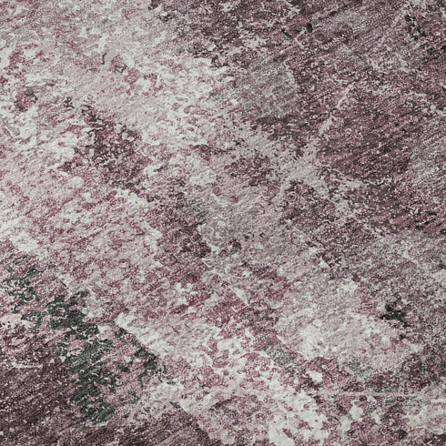 8' X 8' Pink Charcoal And Ivory Abstract Washable Round Rug With UV Protection