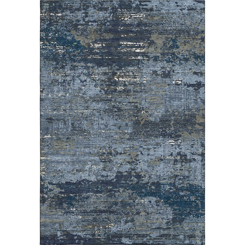 5' X 8' Blue Ivory And Gray Abstract Washable Area Rug With UV Protection