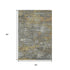 5' X 8' Gold Gray And Silver Abstract Washable Area Rug With UV Protection