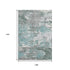 9' X 12' Pale Aqua Ivory And Gray Abstract Washable Area Rug With UV Protection