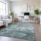 9' X 12' Pale Aqua Ivory And Gray Abstract Washable Area Rug With UV Protection