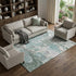 9' X 12' Pale Aqua Ivory And Gray Abstract Washable Area Rug With UV Protection