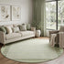 8' X 8' Artichoke Green Ivory And Gray Striped Washable Round Rug With UV Protection