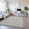 9' X 12' Gray Gold And Silver Striped Washable Area Rug With UV Protection