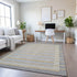 9' X 12' Gray Gold And Silver Striped Washable Area Rug With UV Protection