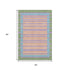 5' X 8' Lime Green Peach Teal And Purple Striped Washable Area Rug With UV Protection