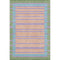 5' X 8' Lime Green Peach Teal And Purple Striped Washable Area Rug With UV Protection