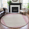 8' X 8' Pink Ivory And Mauve Striped Washable Round Rug With UV Protection