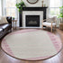 8' X 8' Pink Ivory And Mauve Striped Washable Round Rug With UV Protection