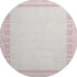 8' X 8' Pink Ivory And Mauve Striped Washable Round Rug With UV Protection