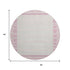 8' X 8' Pink Ivory And Mauve Striped Washable Round Rug With UV Protection
