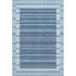5' X 8' Sky Blue Ivory And Navy Blue Striped Washable Area Rug With UV Protection
