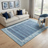 5' X 8' Sky Blue Ivory And Navy Blue Striped Washable Area Rug With UV Protection