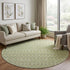 8' X 8' Artichoke Green Gray And Silver Striped Washable Round Rug With UV Protection