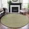 8' X 8' Artichoke Green Gray And Silver Striped Washable Round Rug With UV Protection