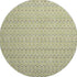 8' X 8' Artichoke Green Gray And Silver Striped Washable Round Rug With UV Protection