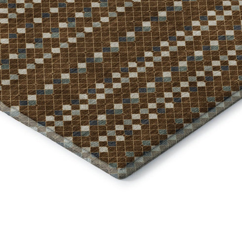 5' X 8' Brown Gray And Ivory Striped Washable Area Rug With UV Protection