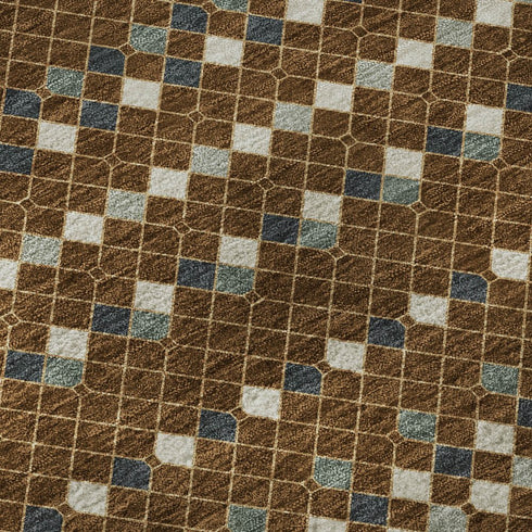 5' X 8' Brown Gray And Ivory Striped Washable Area Rug With UV Protection