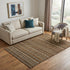 5' X 8' Brown Gray And Ivory Striped Washable Area Rug With UV Protection