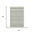 5' X 8' Linen Green And Blue Striped Washable Area Rug With UV Protection