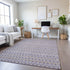 8' Lavender Gold And Gray Striped Washable Area Rug With UV Protection