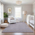 8' Lavender Gold And Gray Striped Washable Area Rug With UV Protection