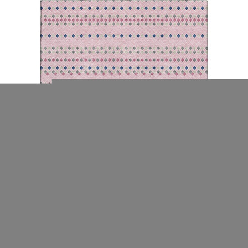 5' X 8' Pink Navy Blue And Gray Striped Washable Area Rug With UV Protection
