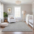 8' Silver Gray And Gold Striped Washable Area Rug With UV Protection