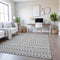 9' X 12' Silver Gray And Gold Striped Washable Area Rug With UV Protection
