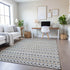 9' X 12' Silver Gray And Gold Striped Washable Area Rug With UV Protection