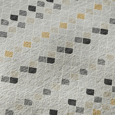 9' X 12' Silver Gray And Gold Striped Washable Area Rug With UV Protection