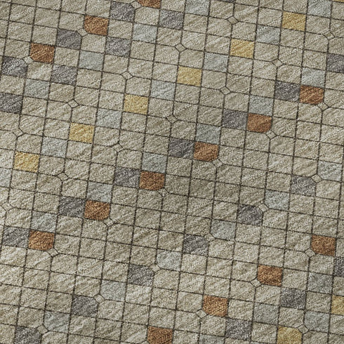 8' X 8' Taupe Copper And Gold Striped Washable Round Rug With UV Protection