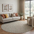 8' X 8' Taupe Copper And Gold Striped Washable Round Rug With UV Protection