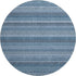 8' X 8' Denim Blue Gray And Sky Blue Striped Washable Round Rug With UV Protection