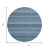 8' X 8' Denim Blue Gray And Sky Blue Striped Washable Round Rug With UV Protection