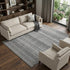 8' Gray Silver And Charcoal Striped Washable Area Rug With UV Protection