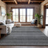 8' Gray Silver And Charcoal Striped Washable Area Rug With UV Protection