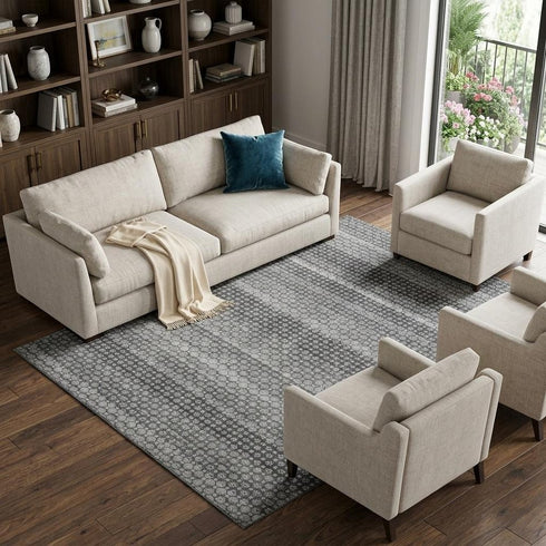 9' X 12' Gray Silver And Charcoal Striped Washable Area Rug With UV Protection
