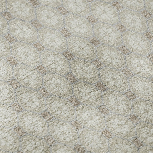 9' X 12' Beige And Ivory Geometric Washable Area Rug With UV Protection